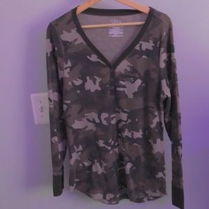 Long sleeved camo print shirt